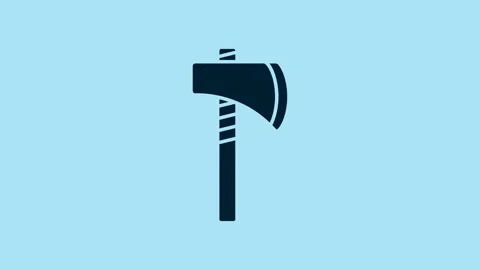 Blue Native american tomahawk axe icon isolated on blue background. 4K Video Stock-Footage 230598869