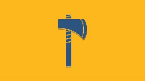 Blue Native american tomahawk axe icon isolated on orange background. 4K Video Stock-Footage 234015253