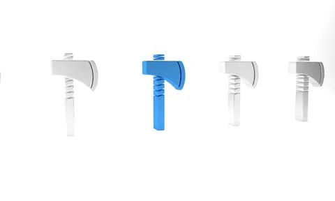 Blue Native american tomahawk axe icon isolated on white background. Minima.. Stock Illustration