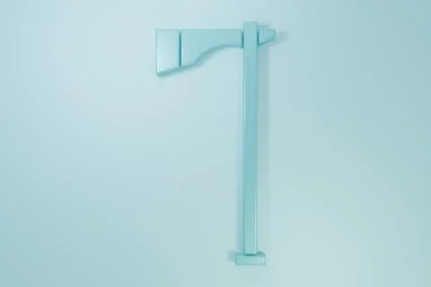 Blue Native american tomahawk axe icon isolated on blue background. Minimal.. Stock Illustration