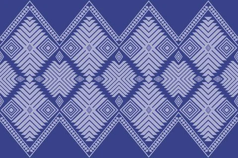 Blue native geometric aztec fabric pattern Stock Illustration