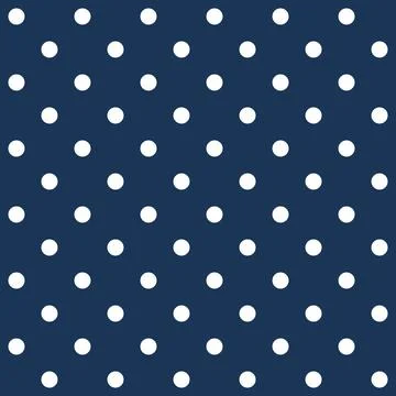 Blue navy dark background with white polka dots Seamless pattern Illustrazione stock