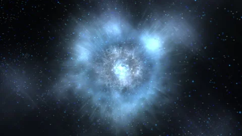 Blue Nebula Explosion in Deep Space Stellar Cloud, Cosmic Starfield BG Stock-Footage 332365669