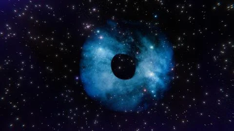 Blue nebula shaped of eye in deep starry sky Stock Illustration