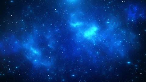 Blue nebula star field background glowing cosmic clouds, tiny particles, and dee Stock Footage 340417970