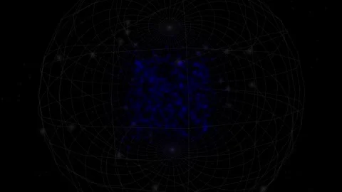 Blue nebula within geodesic sphere, cosmic digital simulation background Stock Footage 340655586
