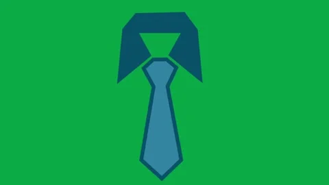 Blue necktie with collar animated icon moving on green screen for business clips Stock Footage 332067150