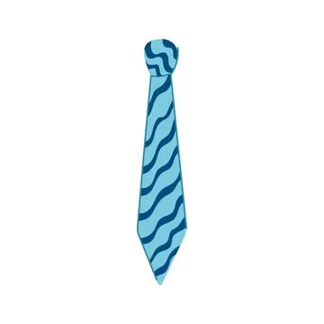Blue necktie with wavy striped pattern Stock Illustration