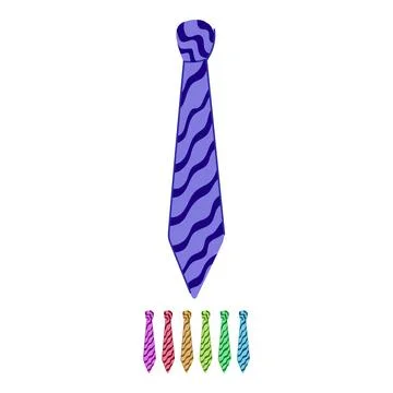Blue necktie with wavy striped pattern graphic 库存插图