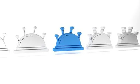 Blue Needle bed and needles icon isolated on white background. Handmade and.. Stock Illustration
