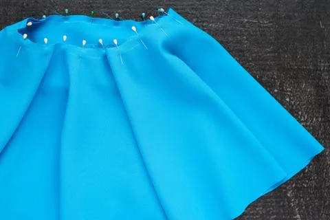 Blue needlework on black background 写真素材