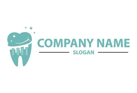 Blue Negative Space Night Scene Tooth Dental Clinic Logo Design Concept	 Stock Illustration