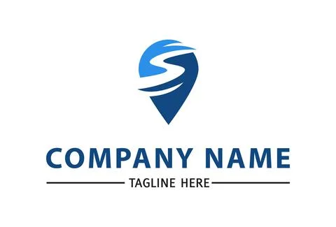 Blue Negative Space River Square App Logo Icon Design	 Illustrazione stock