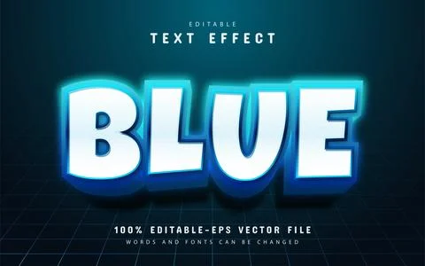 Blue neon 3d text effect editable Stock Illustration