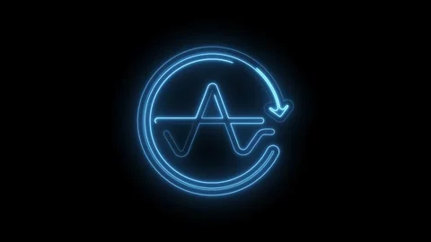 Blue neon abstract circular waveform with arrow loop animation on black Stockbeeldmateriaal 333963692