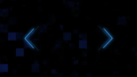 Blue neon angle brackets on dark background. Blue neon brackets symbol for .. Stock Footage 337816141