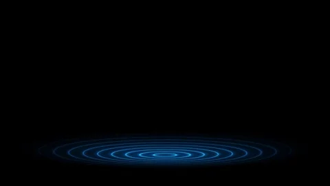 Blue neon animated glowing concentric rings podium platform pulse loop on 4.. Stock Footage 344205411