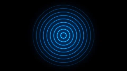 Blue neon animated pulsing concentric circles radio ripple wave loop on 4k .. Stock Footage 344205396
