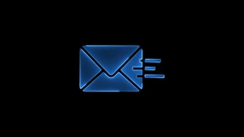 Blue neon animation of envelope icon moving fast with speed lines on dark b.. Stock Footage 334829733