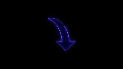 Blue neon arrow glowing downward direction indicator symbol animation isola.. Stock Footage 345550076