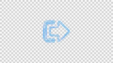 A blue neon arrow pointing to the right isolated on transparent background 库存插图
