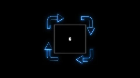Blue neon arrows forming a square loop. Blue neon arrows square. Blue neon .. Stock Footage 337021691