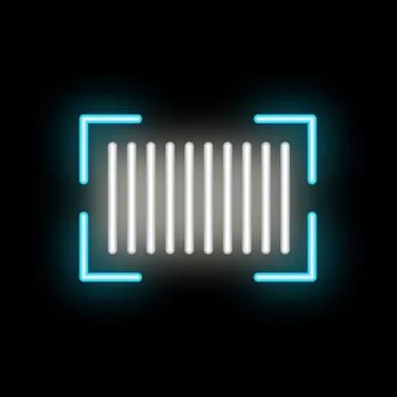 Blue neon barcode scanner focusing on product in retail store at night Stock Illustration