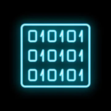 Blue neon binary code showing technology concept Stock Illustration