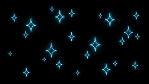 Blue Neon Blinking Stars Loop Stock Footage 260825693
