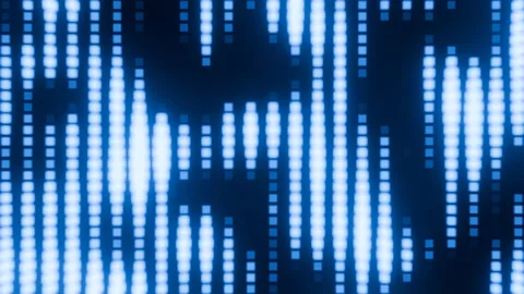 Blue Neon Blurred Equalizer Pixels Background VJ Loop l 4K Stock Footage 294933210