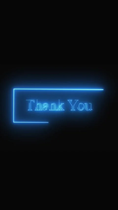 Blue Neon Border Around Thank You Text On Black Background lettering sign. .. Stock Footage 321725076