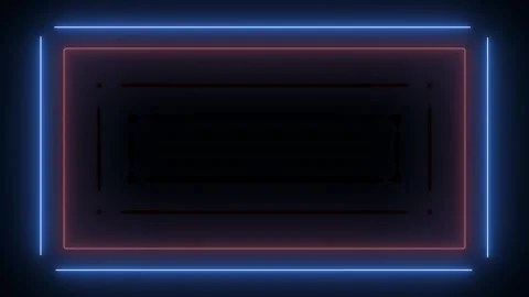 Blue Neon Border Frame Digital Overlay Background Design Stock Footage 327889920