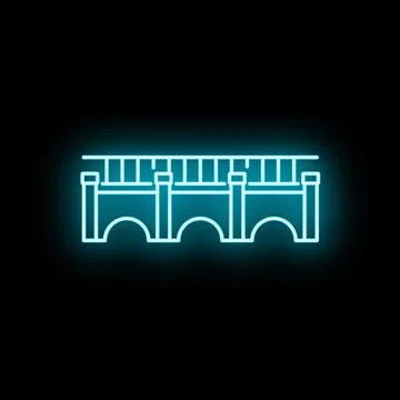 Blue neon bridge outline creating futuristic connection infrastructure Stock Illustration