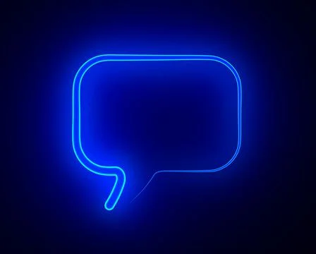 Blue neon bubble speak on dark background. 3D illustration Stock Illustration