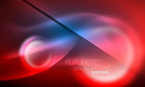 Blue neon bubbles and circles futuristic abstract background Illustrazione stock