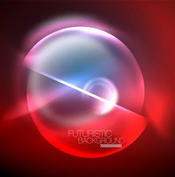 Blue neon bubbles and circles futuristic abstract background Illustrazione stock