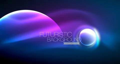 Blue neon bubbles and circles futuristic abstract background 스톡 일러스트