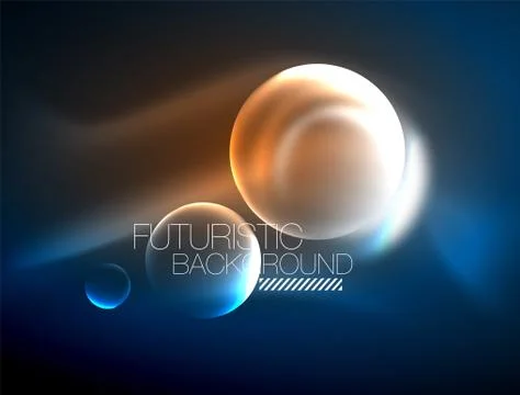 Blue neon bubbles and circles futuristic abstract background Illustrazione stock