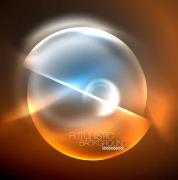 Blue neon bubbles and circles futuristic abstract background Illustrazione stock