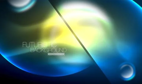 Blue neon bubbles and circles futuristic abstract background 스톡 일러스트