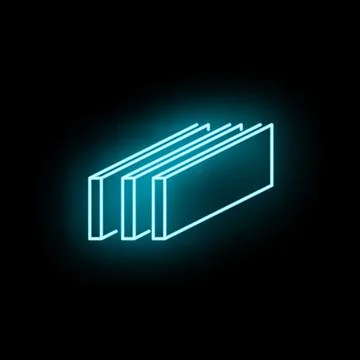 Blue neon building materials flat lay icon Stock Illustration