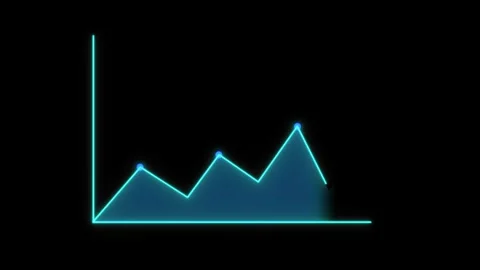 Blue Neon business graph chart icon animation. Video stock 313175325