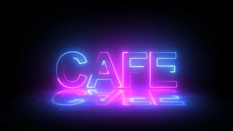 Blue Neon Cafe Digital background with light. Animation in 3D Nightclub Bli.. Stock Illustration