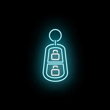 Blue neon car key remote control icon 스톡 일러스트