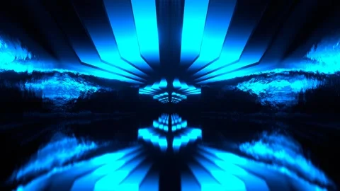 Blue Neon Ceiling Corridor Background VJ Loop in 4K Video stock 296603526