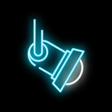 Blue neon ceiling lamp illuminating a dark background Stock Illustration