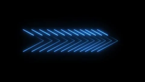 Blue neon chevron arrow pattern on black. Digital chevron arrow for speed a.. Stockbeeldmateriaal 337369021
