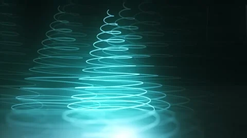 Blue neon Christmas tree spirals abstract Stock Footage 346041622