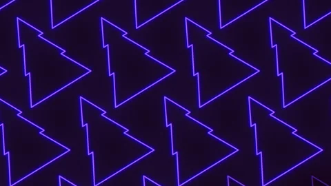 Blue neon Christmas trees pattern zigzag lines in tiling design Stockbeeldmateriaal 297617541