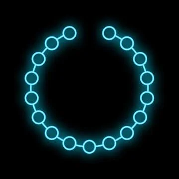 Blue neon circle frame glowing on black background Stock Illustration